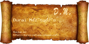 Durai Mátyás névjegykártya