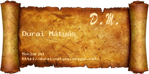 Durai Mátyás névjegykártya